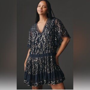 Maeve V-Neck Lurex Anthropologie Dress